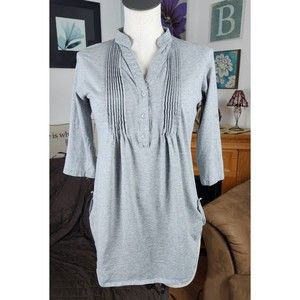 Pink Rose Gray Popover Tunic Top Womens Pintuck Pleats Size M